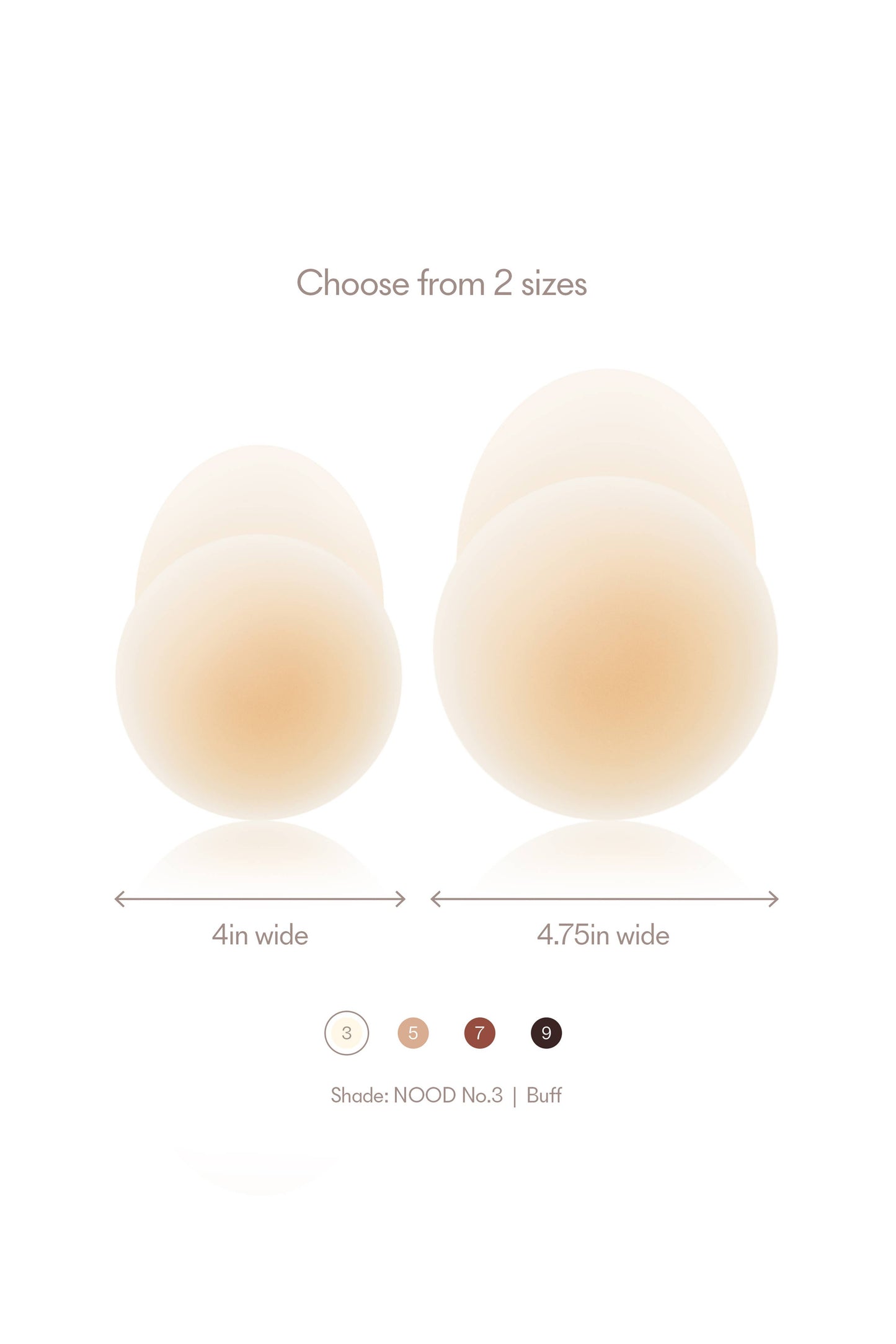 No-Show Extra Lift / Reusable Adhesive Lifting Nipple Covers / Soft Tan / 3.75in.