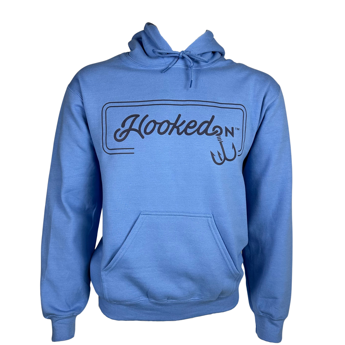 Hooked On Customizable Hoodie Carolina Blue with Navy