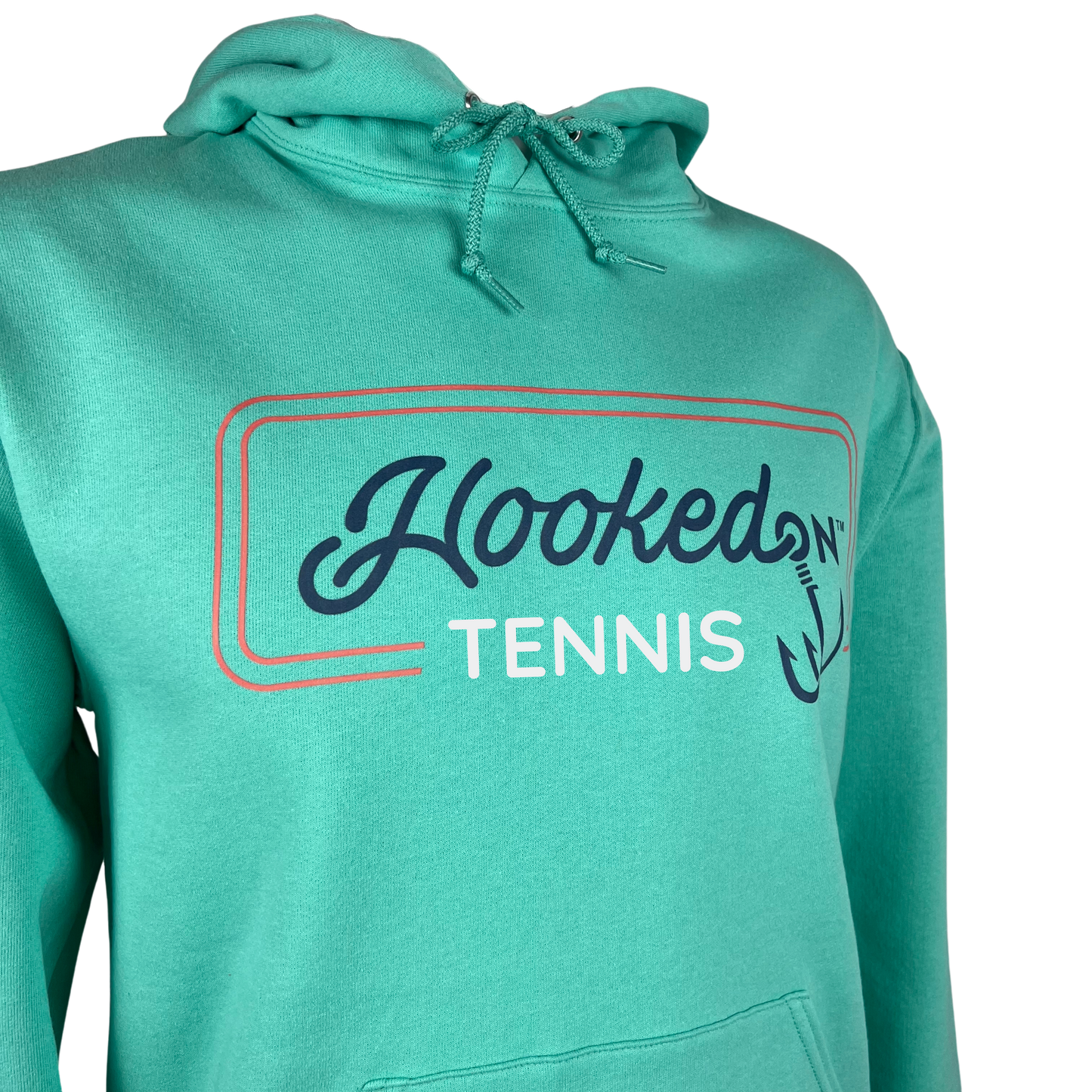 Hooked On Customizable Hoodie Mint with Red/Navy