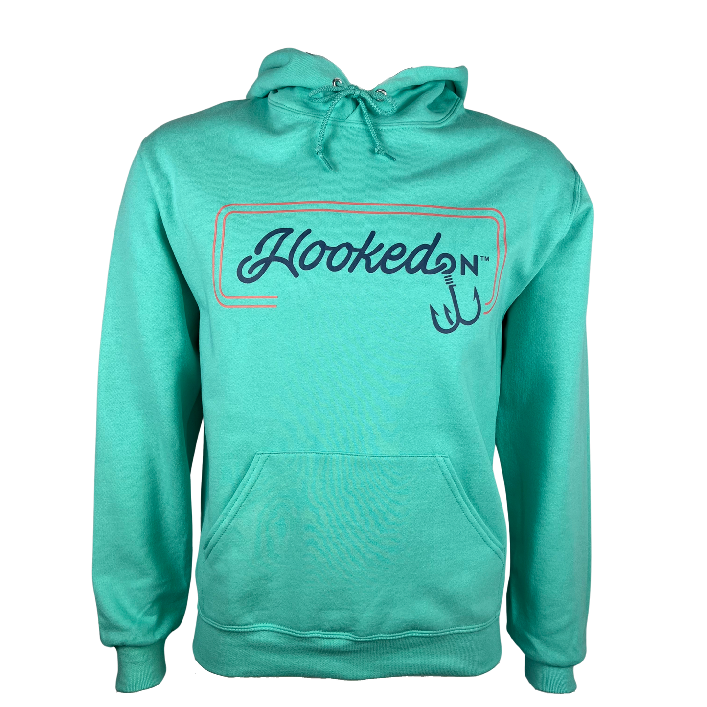 Hooked On Customizable Hoodie Mint with Red/Navy