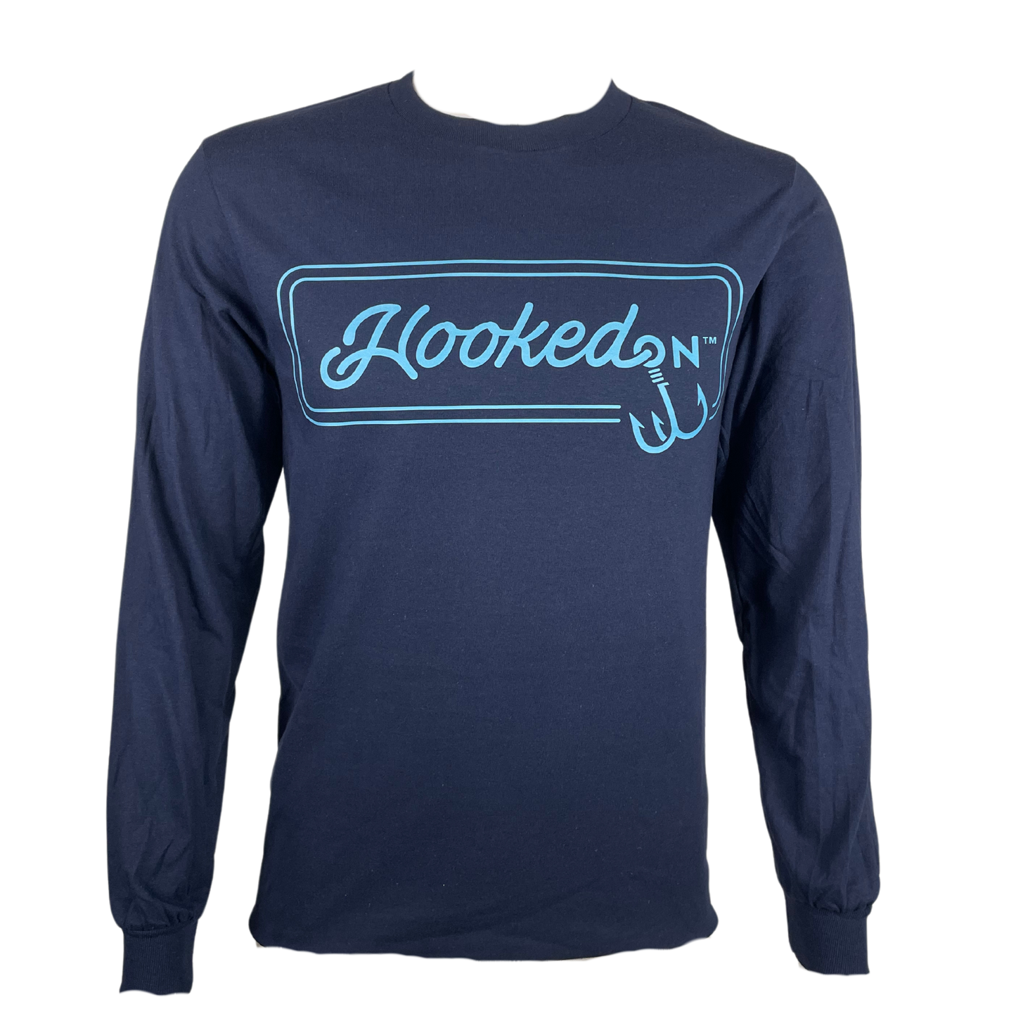 Hooked On Long Sleeve Tee Navy with Turquoise