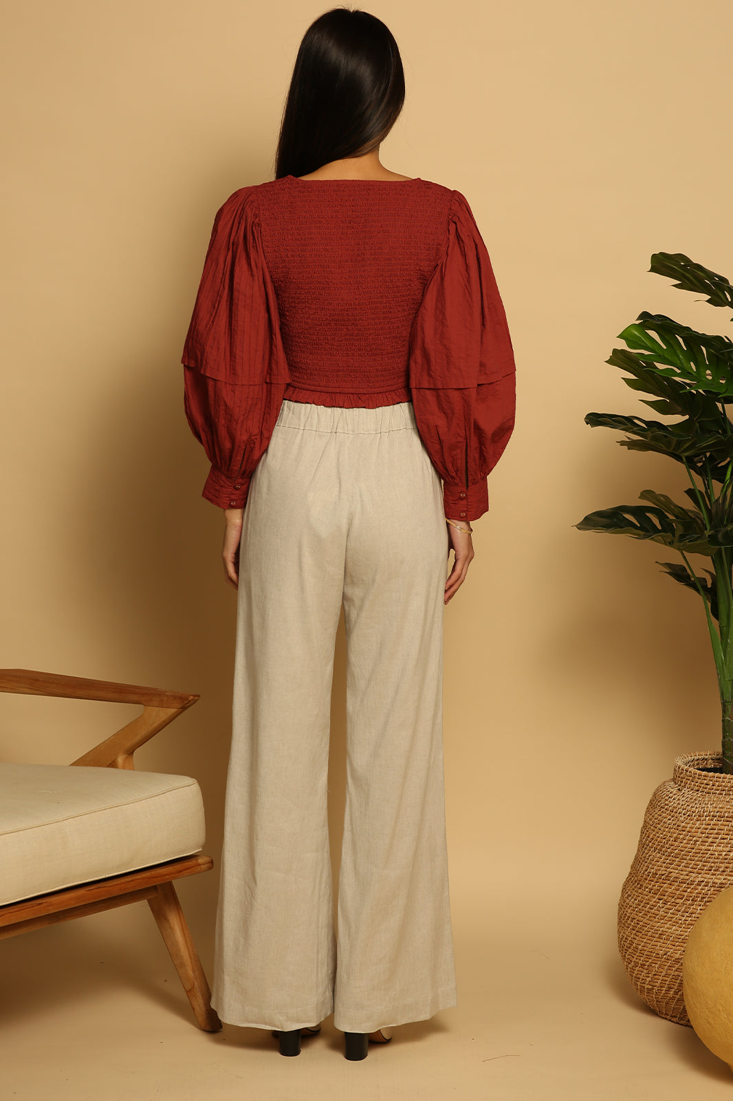 The Siena Smocked Top - Brandy
