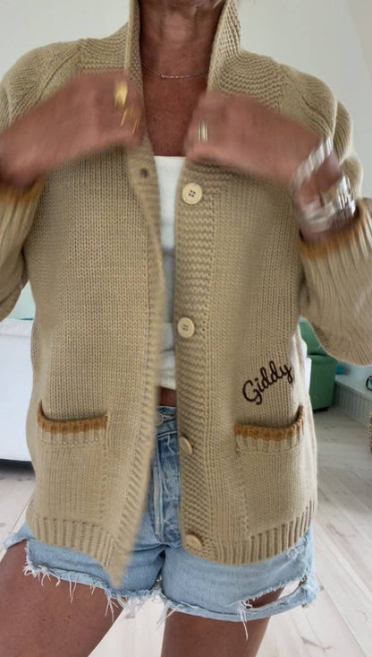 Sweaters / Vintage Horseshoe Varsity Cardi / Camel