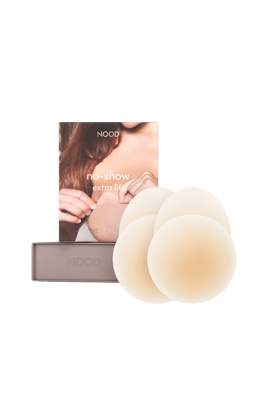 No-Show Extra Lift / Reusable Adhesive Lifting Nipple Covers / Soft Tan / 3.75in.