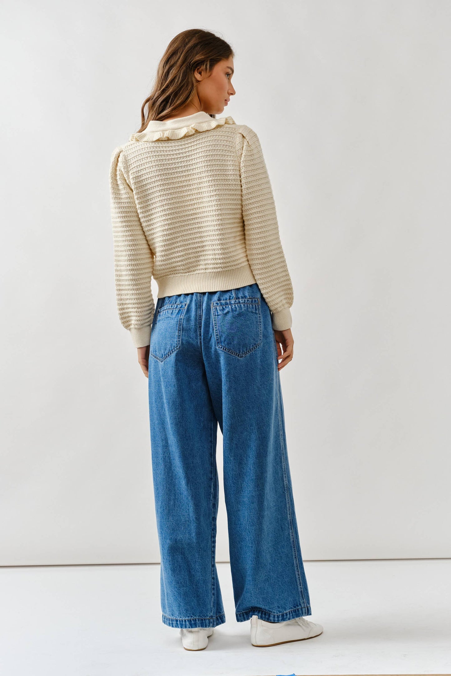 Ruffle Neck Cotton Cardi