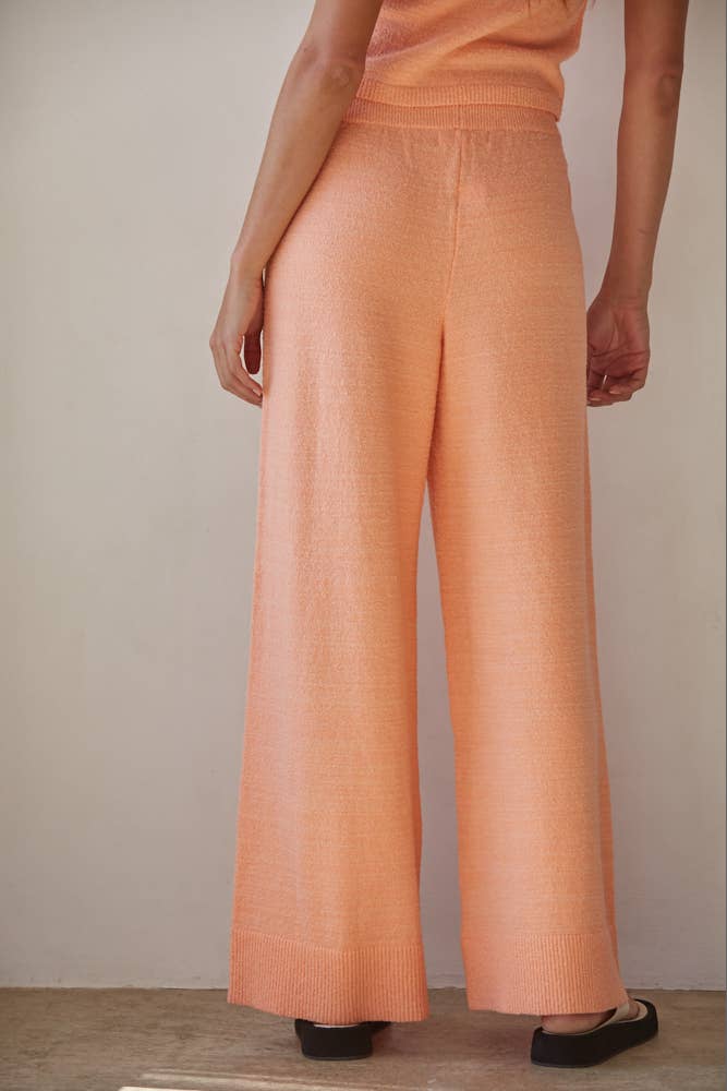 The Sweater Knit Wide Leg Pants / Soft Peach