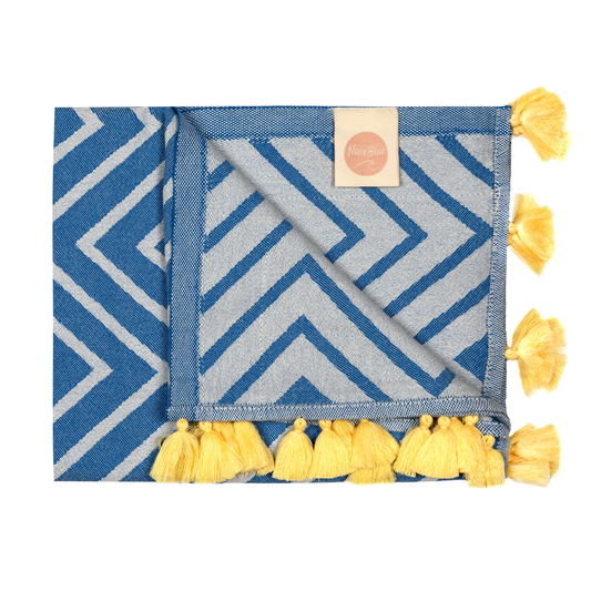 Turkish Beach Towel / Blue Zigzag