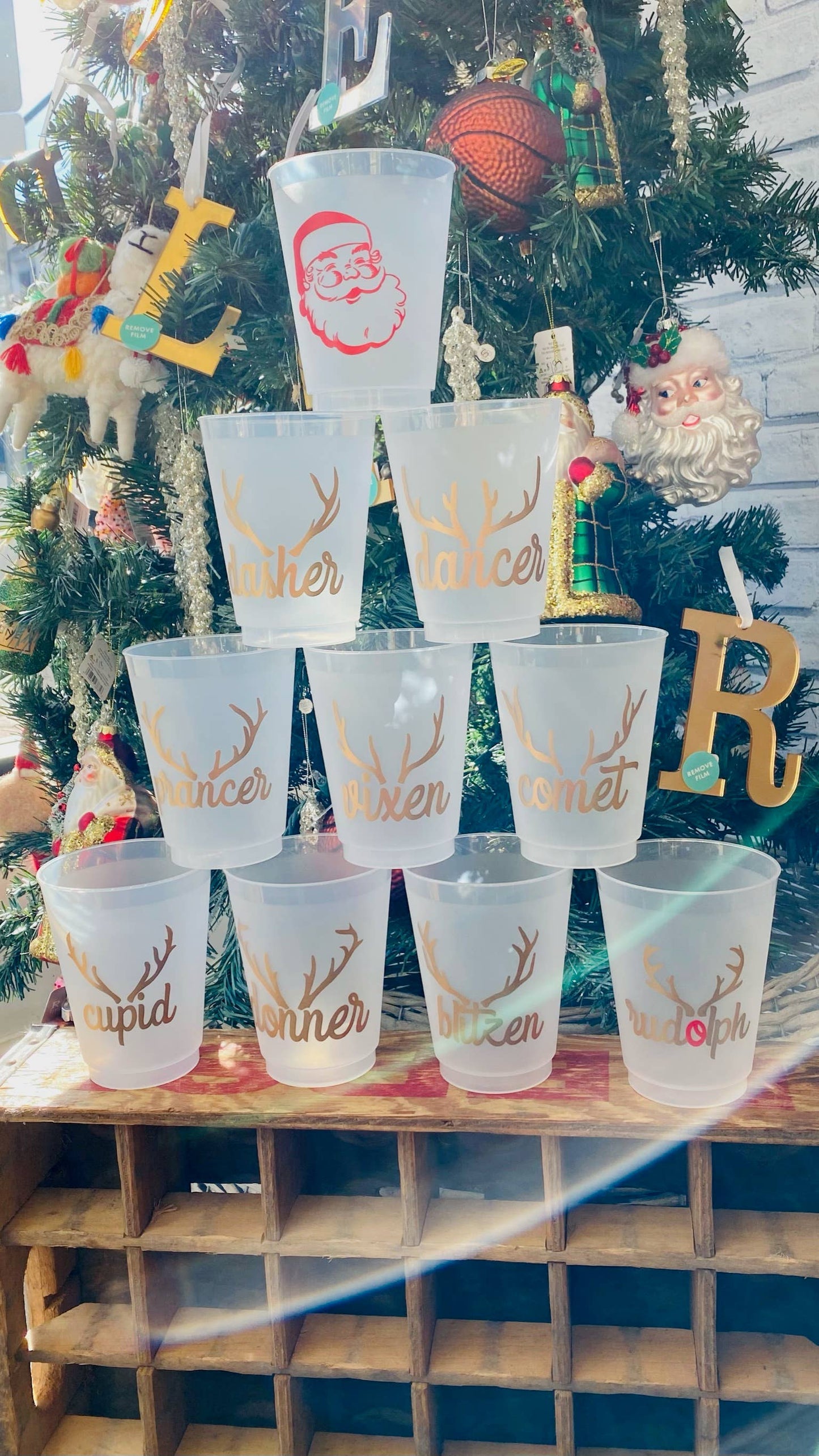 Frosted Santa & Reindeer Cups