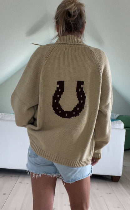 Sweaters / Vintage Horseshoe Varsity Cardi / Camel