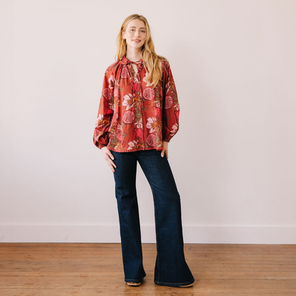 Tops / Pomegranate Floral Willa Top