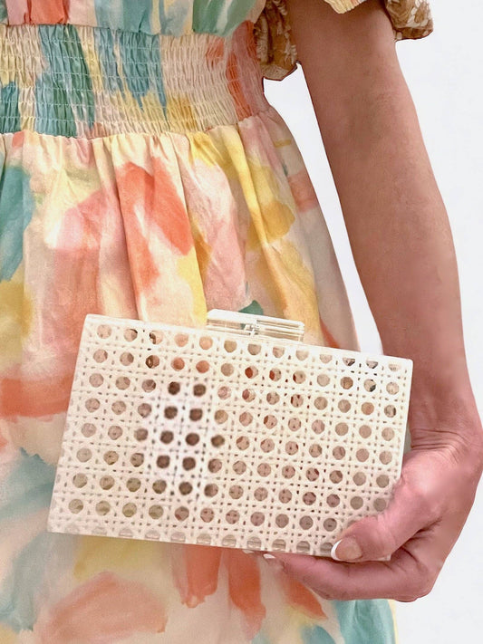 White Cane Acrylic Box Clutch