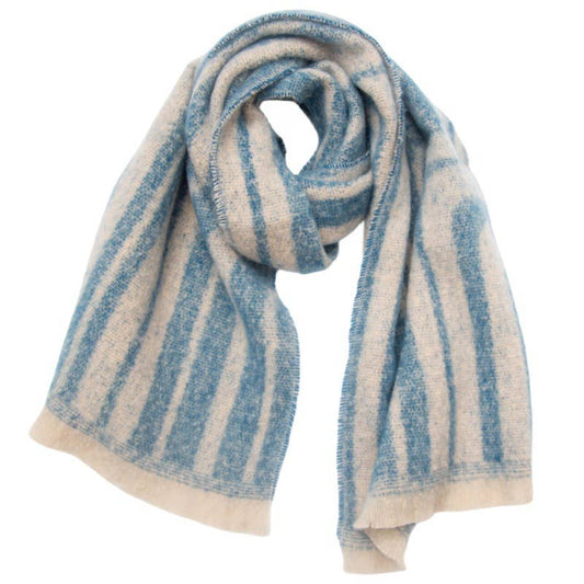 Soft Chunky Blue Geometric Lines Scarf