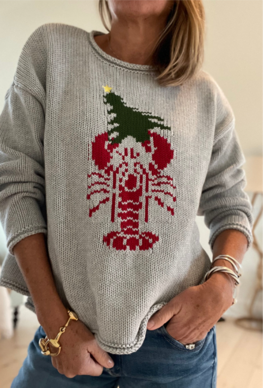 Tops / Chloe Roll Neck Lobster Tree Sweater / Grey