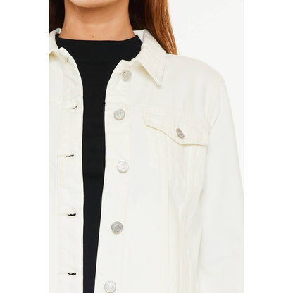 The Bianca Distressed Denim Jacket / White