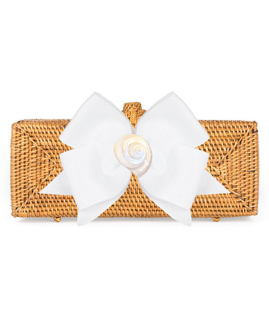 Colette Fluffy White Bow White Seashell