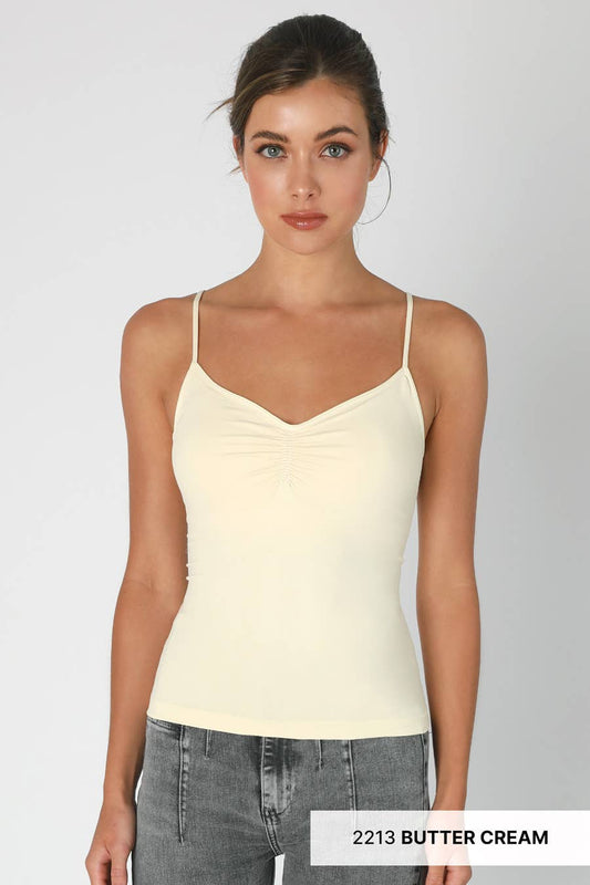 Jersey Shirred Cami / Butter Cream O/S
