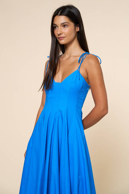 Dress / Tie Shoulder Maxi Dress / Blue