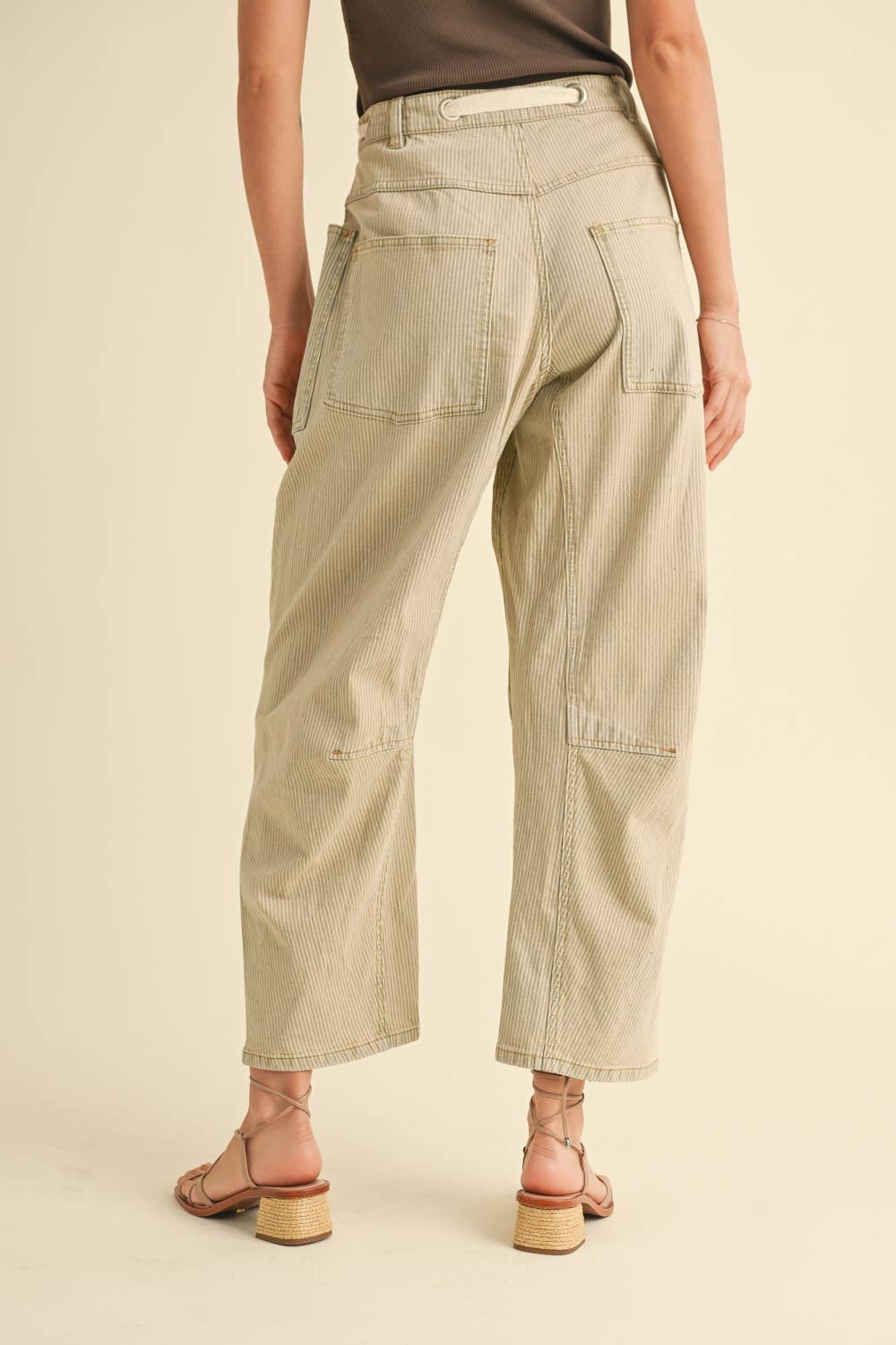 Barrel Cut Denim Pants / Lt Blue / Stripe