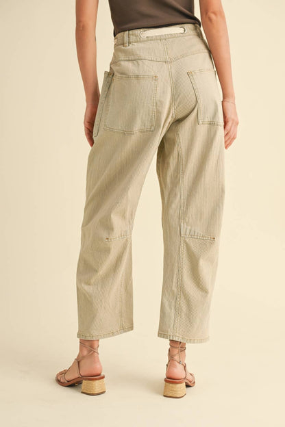 Barrel Cut Denim Pants / Lt Blue / Stripe