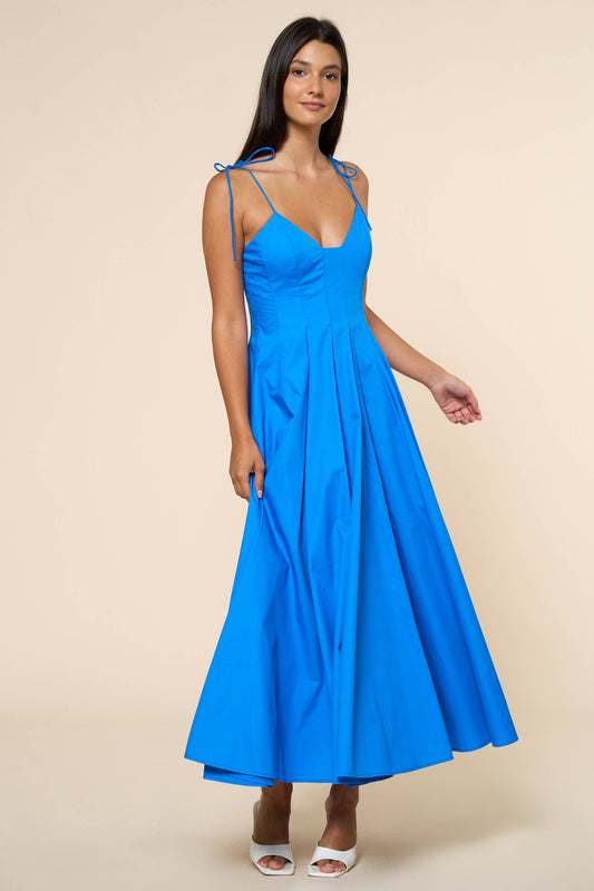 Dress / Tie Shoulder Maxi Dress / Blue