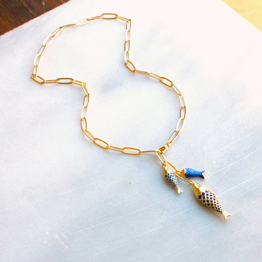Necklace / Lucky Catch Fish / Blue
