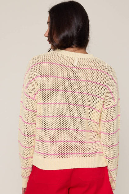 Sweaters / Open Knit Stripe / Butter / Pink