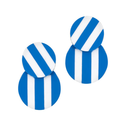 Earrings/ Bermuda Double Circle / Blue / White