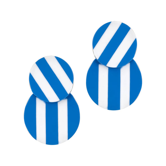 Earrings/ Bermuda Double Circle / Blue / White