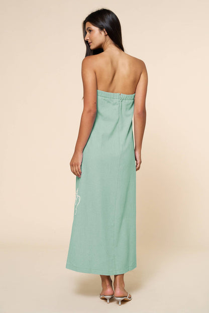 Dresses /  Seashell Embroidered Tube Maxi Dress / Sage