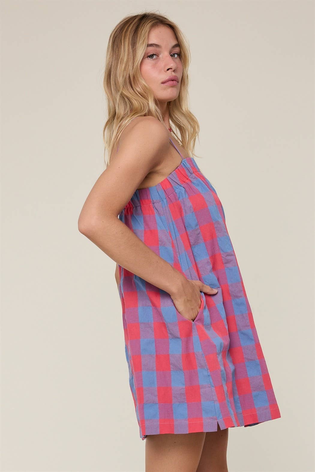 Dresses / Checkered Mini / Blue / Cherry