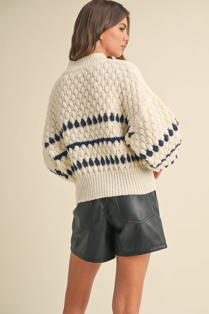 Color Popped Sweater Cream and Navy