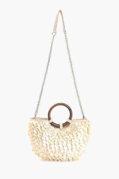 Beaded / Mermaid Scale / Wooden Top Handle