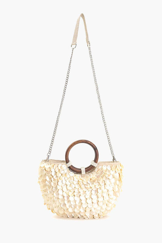 Beaded / Mermaid Scale / Wooden Top Handle