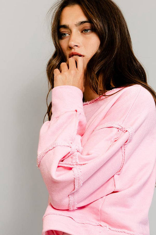 Solid Cropped Sweatshirt /  Pink