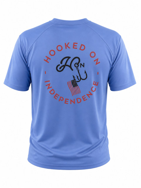 Hooked On Independence Short Sleeve Performance Tee /  Aqua Blue