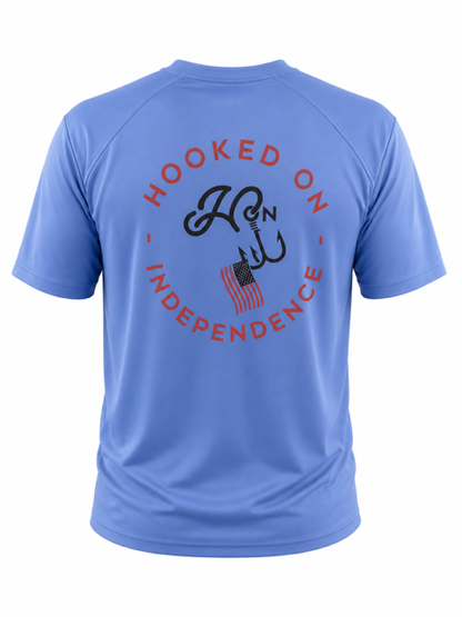 Hooked On Independence Short Sleeve Performance Tee /  Aqua Blue