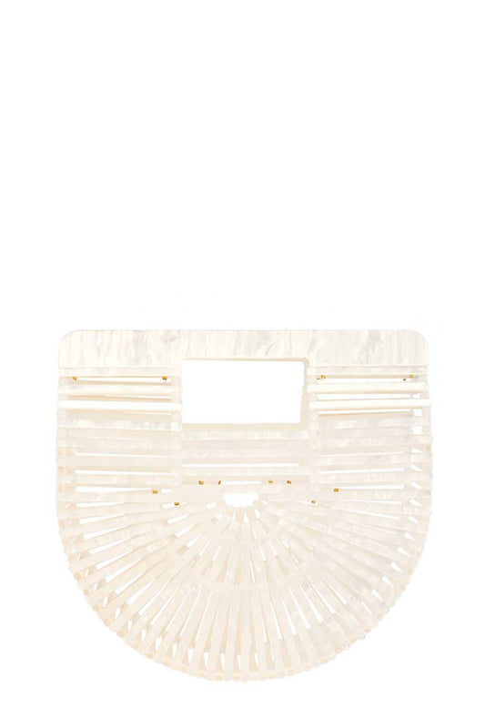 Bamboo Acrylic Clutch Handbag / White