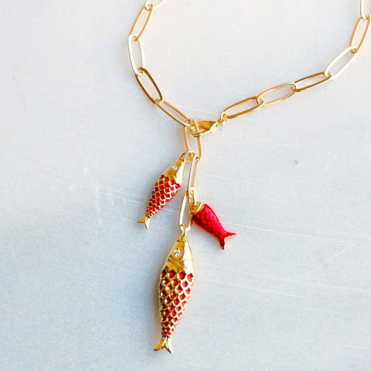 Necklace /  Lucky Catch Fish / Red