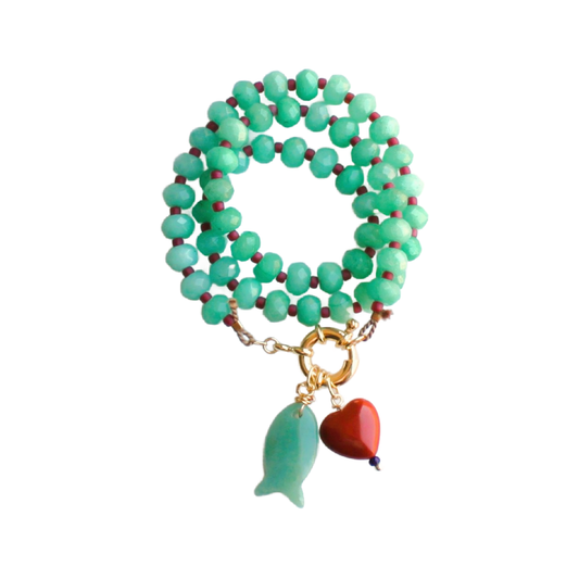 Necklace / Dessert Oasis Heart & Fish Charms