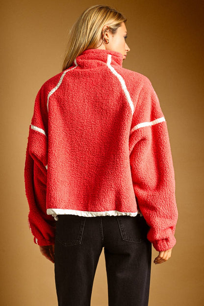 Sweaters / Sherpa Half Zip / Cherry