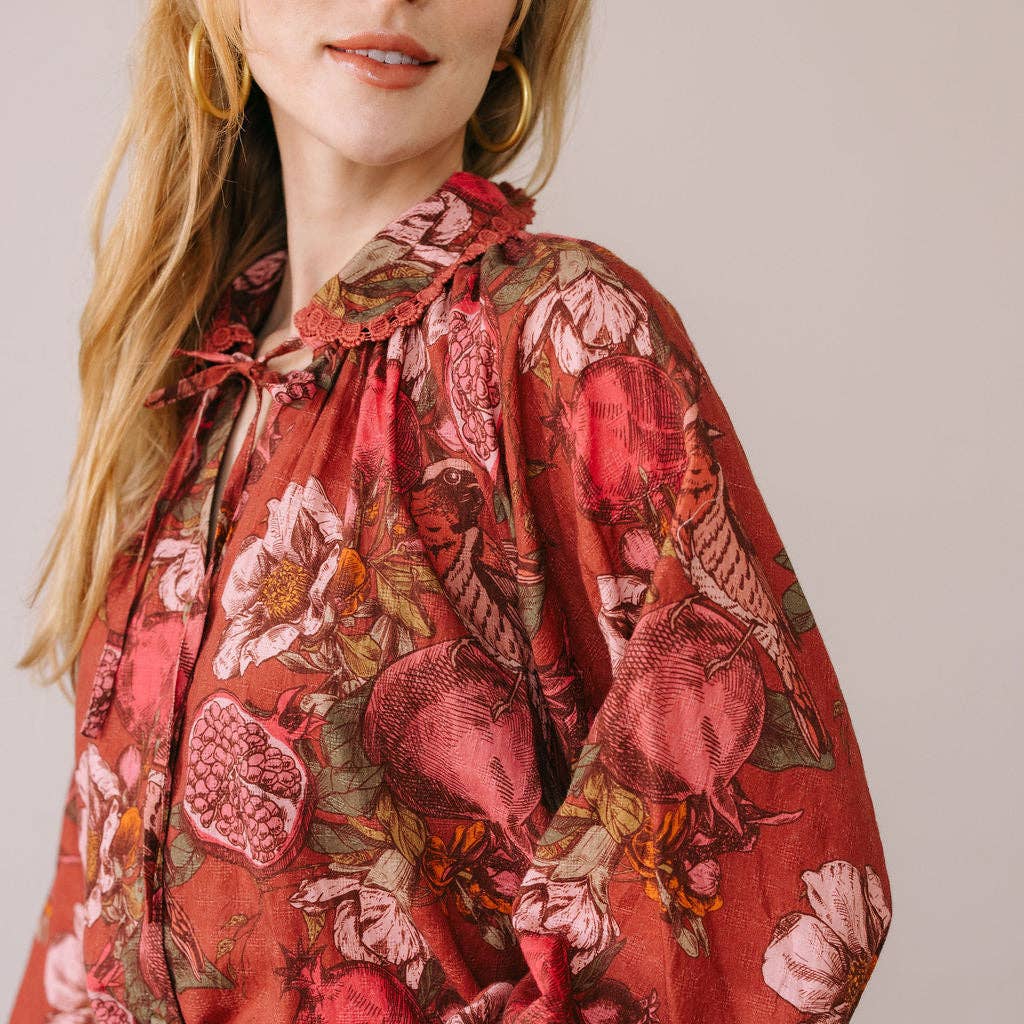 Tops / Pomegranate Floral Willa Top