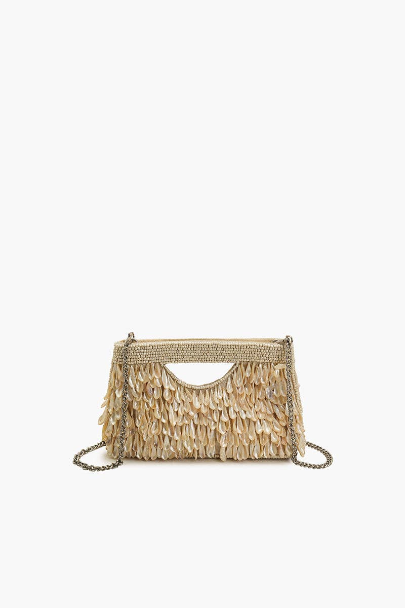 Handbag /  Rainbow Shell Beaded Cut Out Handle