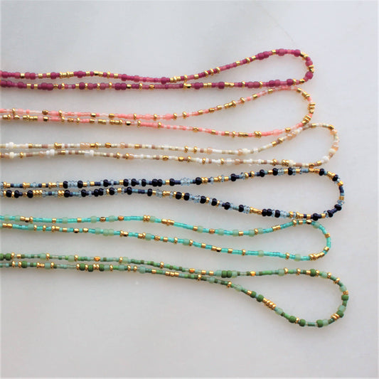 Unity Seed Beaded Necklace / Aqua