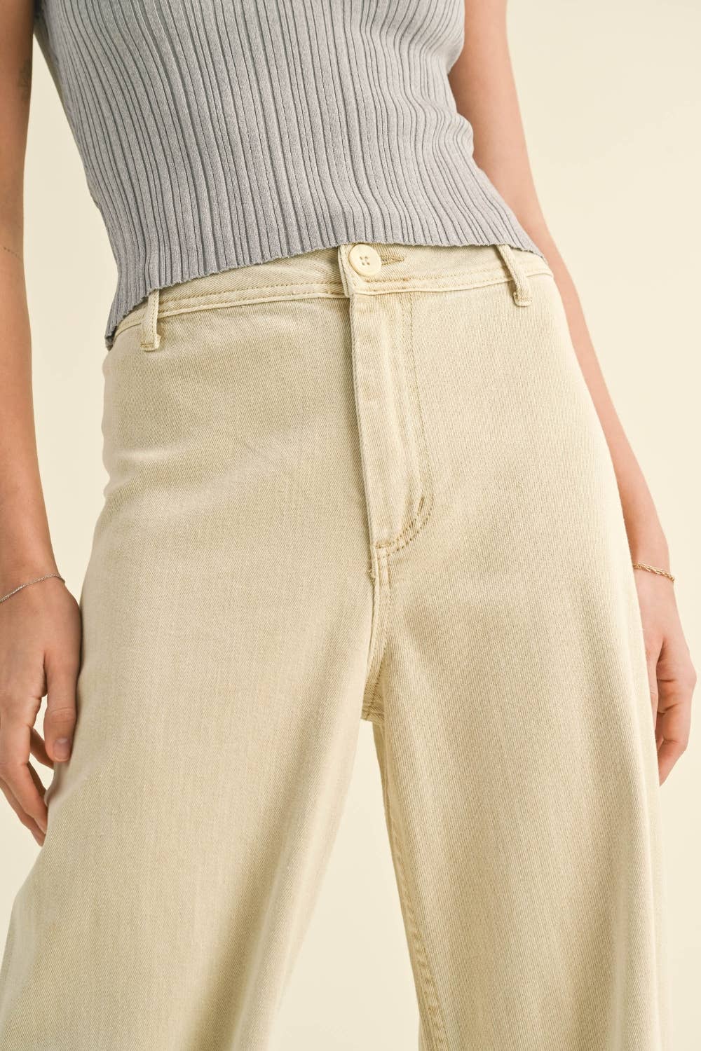 Pants / Wide Leg Denim / Creamy White