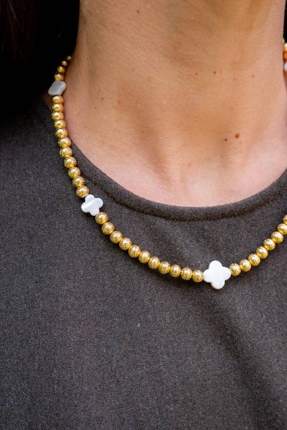 Necklace / Diana Single Beaded / Pearl Clover