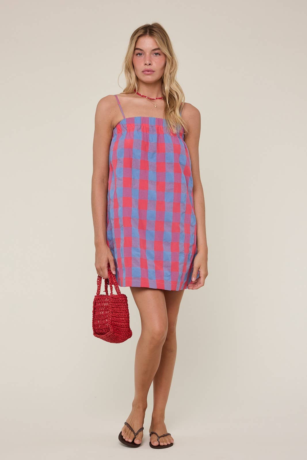 Dresses / Checkered Mini / Blue / Cherry
