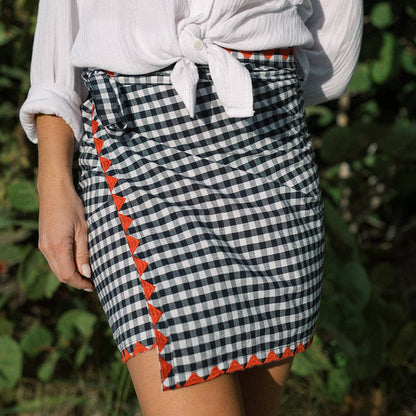 Sarong /  Navy Gingham Marina / One Size