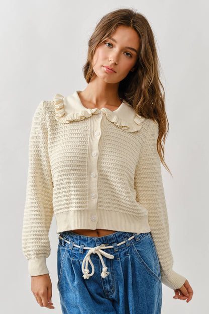 Ruffle Neck Cotton Cardi