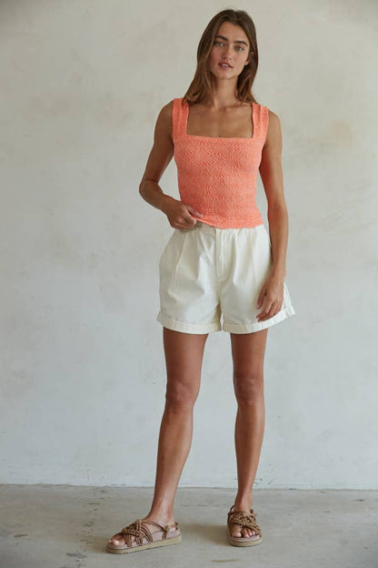 The Modal Nylon Spandex Seamless Jacquard Tank / Coral / O/S