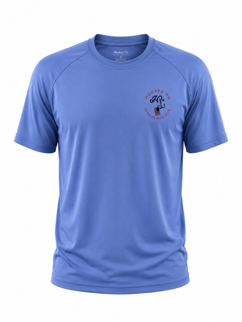 Hooked On Independence Short Sleeve Performance Tee /  Aqua Blue